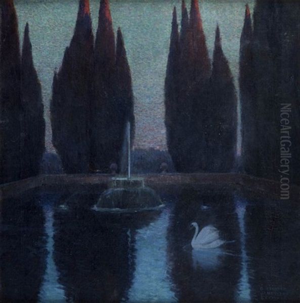 Ogrody - Villa D'este Oil Painting by Bronislawa Rychter-Janowska