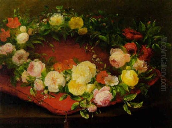 Ein Kranz Von Rosen Oil Painting by Anna Francisca de Ryck