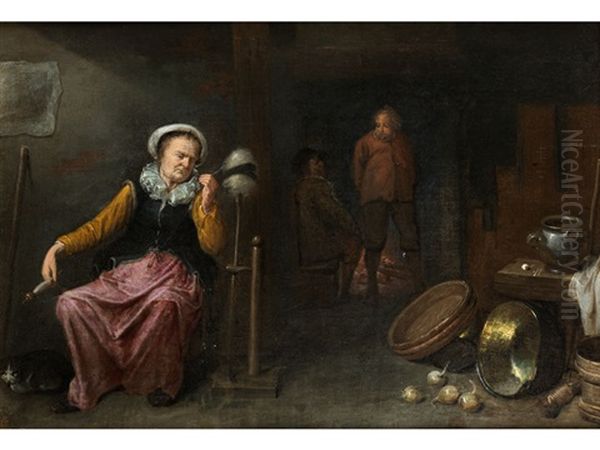 In Der Stube Oil Painting by David Ryckaert III