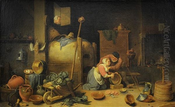 Les Plaisirs De La Cuisine Oil Painting by David Ryckaert III