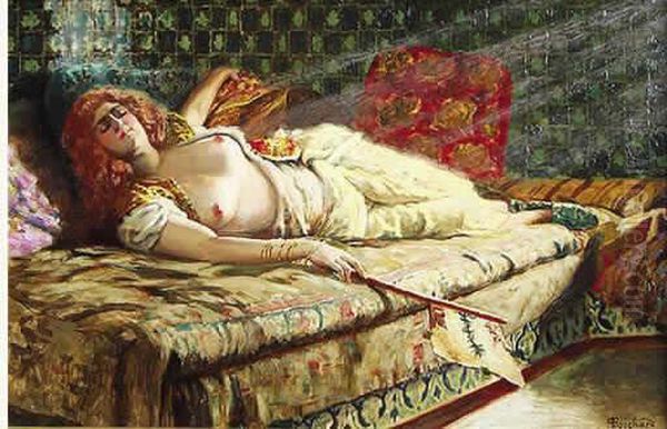 Odalisque. Oil Painting by Pierre Francois Bouchard