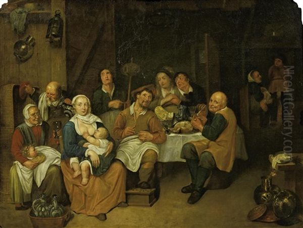 Bugerliche Gesellschaft Beim Mahle Oil Painting by David Ryckaert III