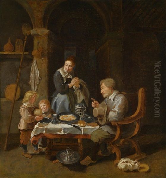 Eine Familie Bei Der Mahlzeit Oil Painting by David Ryckaert III