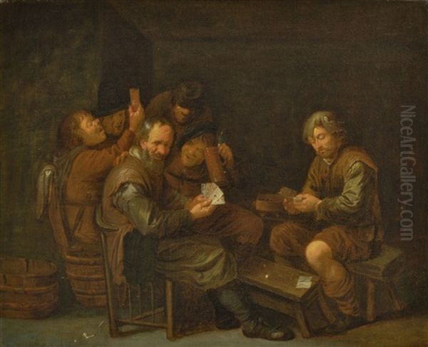 Bauern Beim Kartenspiel Oil Painting by David Ryckaert III