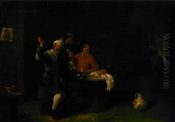 Fumeurs Dans Une Taverne Oil Painting by David Ryckaert III