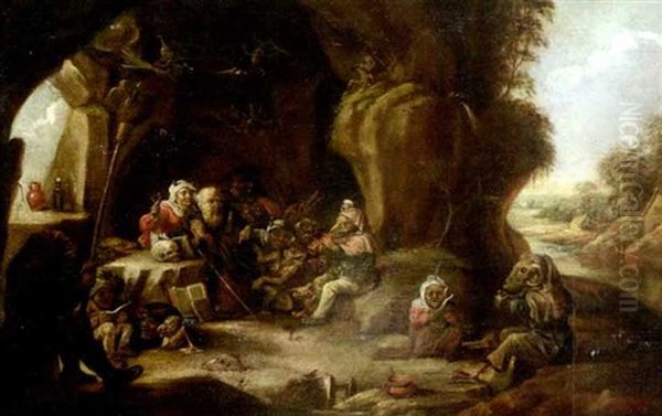 Die Versuchung Des Hl. Antonius Oil Painting by David Ryckaert III