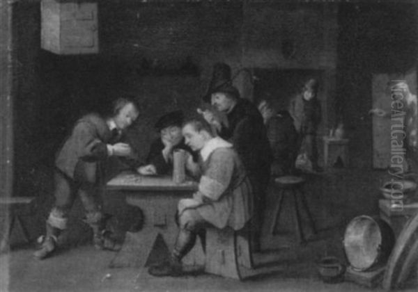 Geldwechsel In Der Bauernstube Oil Painting by David Ryckaert III