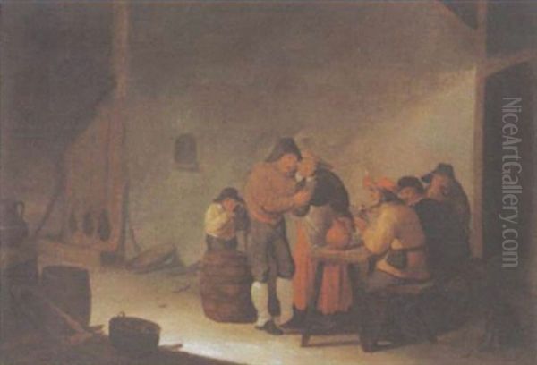 Kartenspieler In Der Schenke Oil Painting by David Ryckaert III