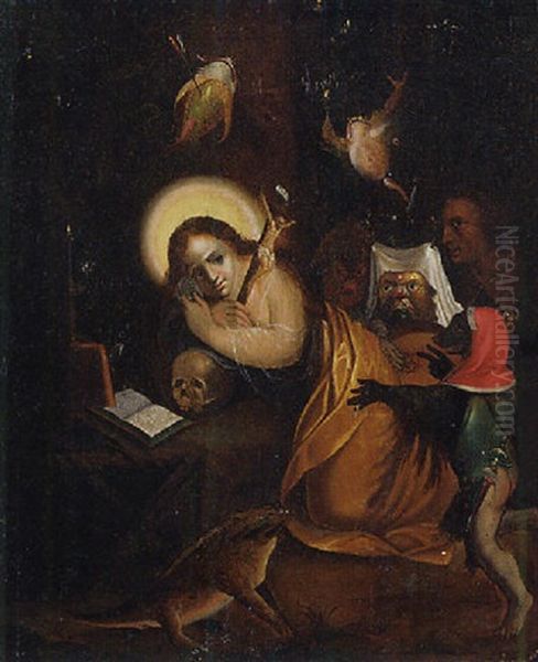 The Penitent Magdalene Tormented By Demons Oil Painting by David Ryckaert III