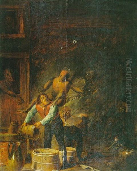 Songes Fantastiques Dans Une Taverne Oil Painting by David Ryckaert III