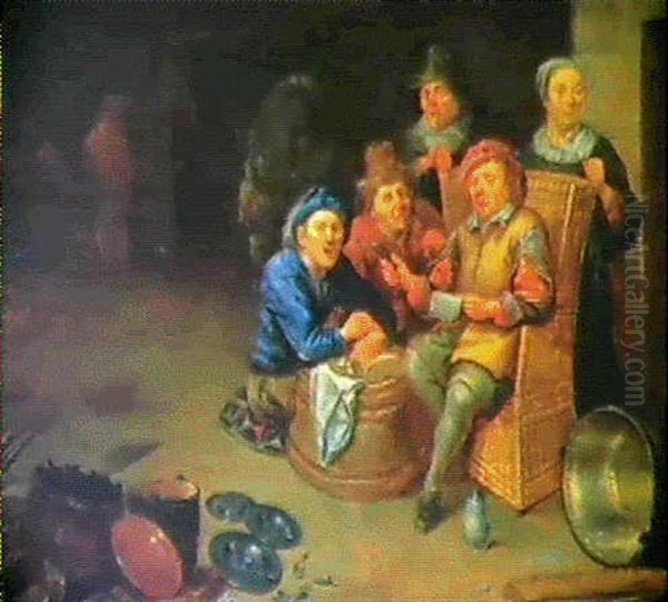 Singende Bauern Im Wirtshaus Oil Painting by David Ryckaert III