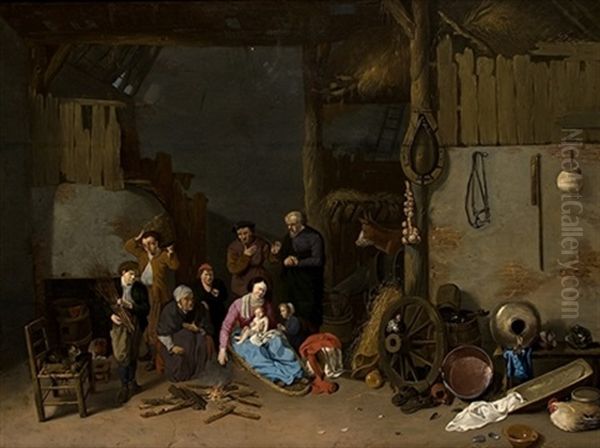 Escena Familiar De Interior Oil Painting by David Ryckaert the Elder