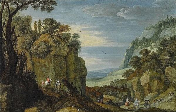 Felsenlandschaft Mit Reitern Oil Painting by Marten Ryckaert