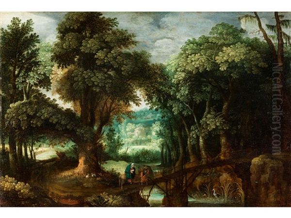 Waldlandschaft Mit Der Flucht Nach Agypten Oil Painting by Marten Ryckaert