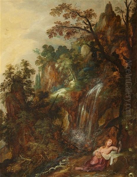 A Landscape With Saint Mary Magdalene Oil Painting by Marten Ryckaert