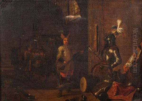 Interieur De Cour De Garde Oil Painting by Marten Ryckaert