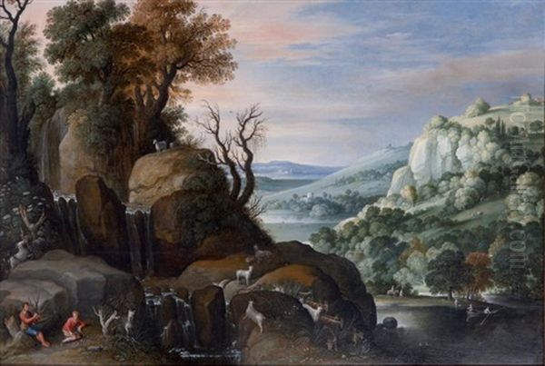 Paysage De Riviere Avec Une Scene Pastorale Oil Painting by Marten Ryckaert