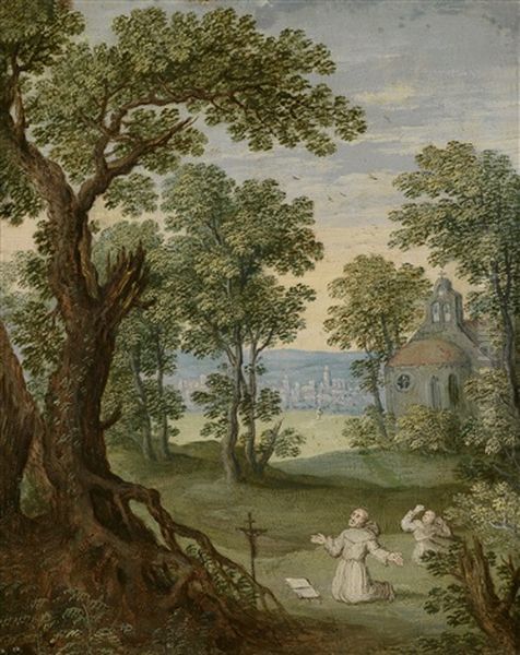 Landschaft Mit Der Stigmatisierung Des Heiligen Franz Von Assisi Oil Painting by Marten Ryckaert