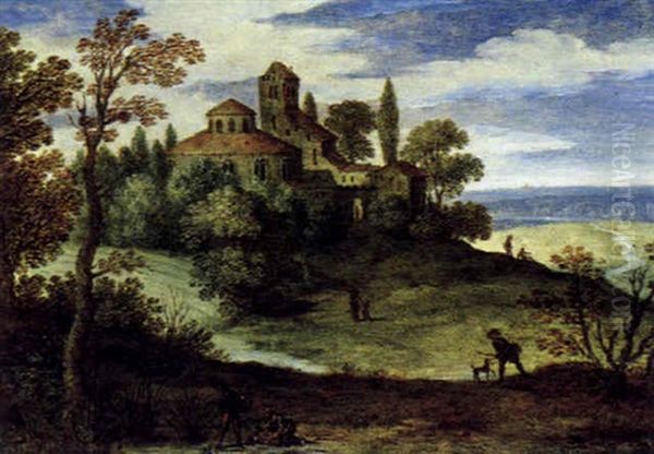 Weite Landschaft Mit Schlos Und Figuren Oil Painting by Marten Ryckaert