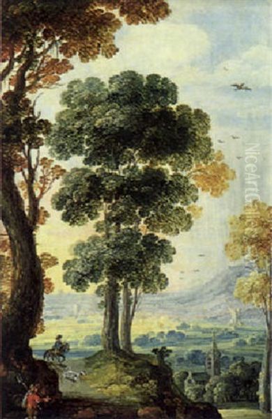 Bewaldete Landschaft Mit Reisenden Oil Painting by Marten Ryckaert