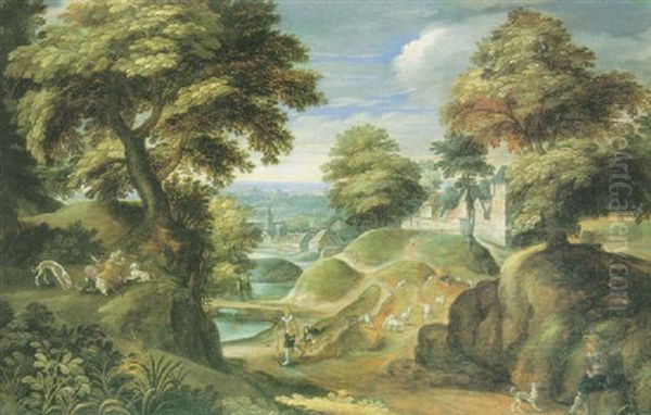 Paisaje Con Cazadores Oil Painting by Marten Ryckaert