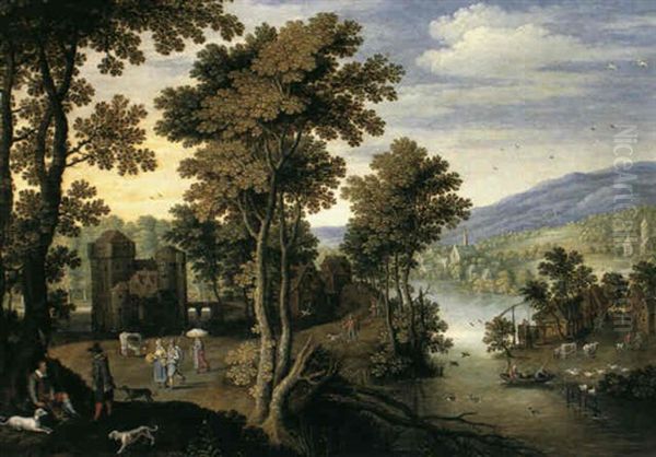 Paysage De Riviere Oil Painting by Marten Ryckaert