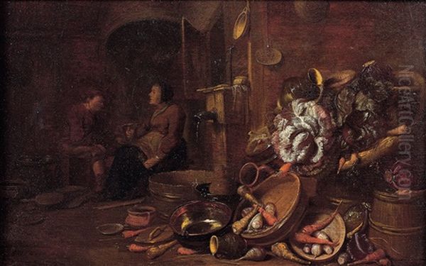 Interieur De Cuisine Oil Painting by Franz (Francois) Ryckhals