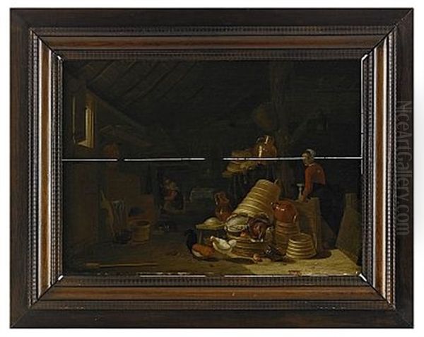 Familjeidyll, Interior Oil Painting by Franz (Francois) Ryckhals