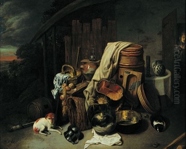 Nature Morte Aux Ustensiles De Cuisine Oil Painting by Franz (Francois) Ryckhals