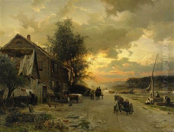 Dagen Gryr Oil Painting by Gustaf Rydberg