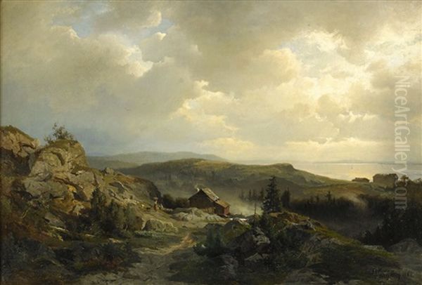 Kustlandskap Oil Painting by Gustaf Rydberg