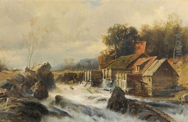 Muhle An Reissendem Fluss Oil Painting by Gustaf Rydberg