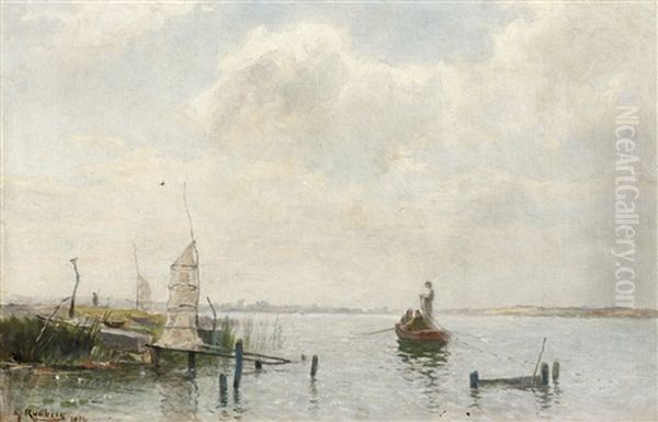 Natutlaggning Pa Ringsjon Oil Painting by Gustaf Rydberg