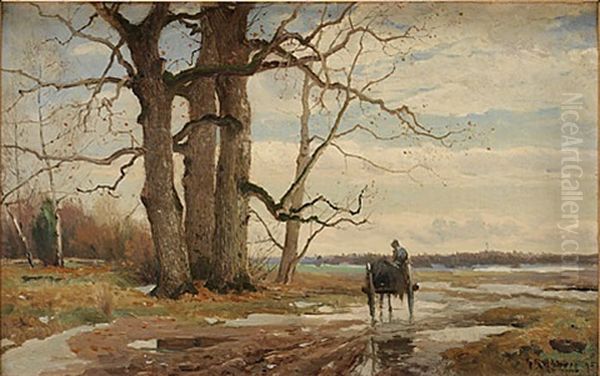 Hastskjuts I Varlandskap Oil Painting by Gustaf Rydberg