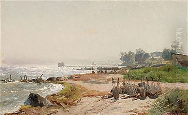 Fiskelaget Skotterup I Danmark Oil Painting by Gustaf Rydberg