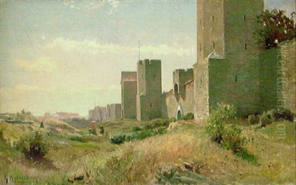 Visby Ringmur Oil Painting by Gustaf Rydberg