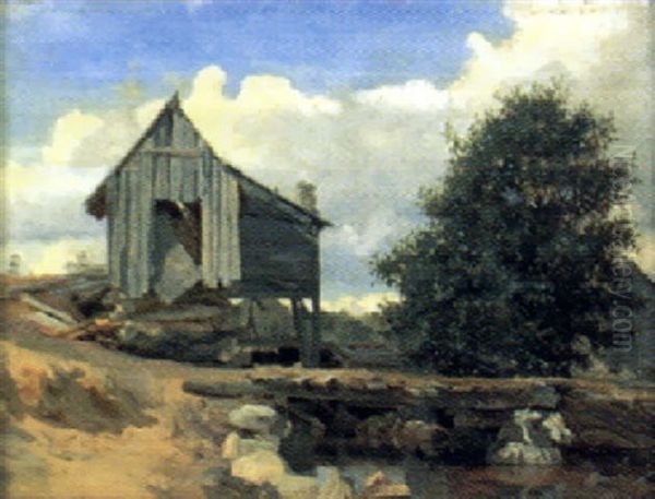 Gammal Kvarn Vid Vattendrag Oil Painting by Gustaf Rydberg