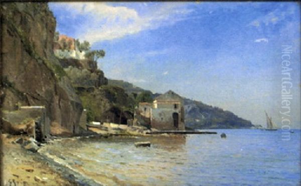 Motiv Fran Sorrento Vid Neapelgolfen Oil Painting by Gustaf Rydberg