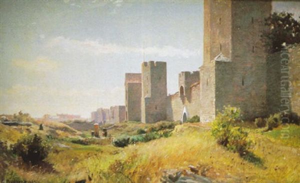 Visby Ringmur Oil Painting by Gustaf Rydberg