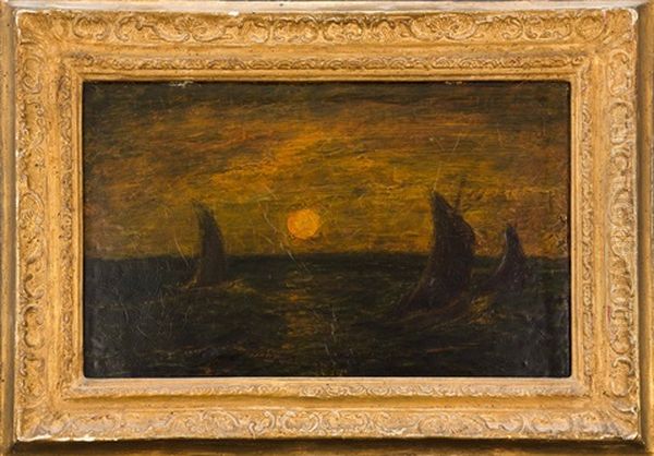 Ships At Dusk Oil Painting by Albert Pinkham Ryder