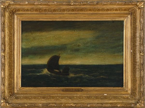 Marine - Boat At Sea Oil Painting by Albert Pinkham Ryder