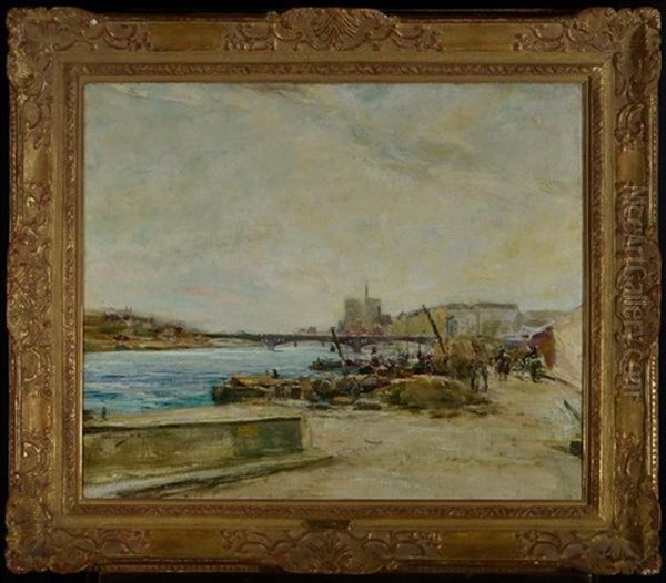 View Across The River Seine Oil Painting by Chauncey Foster Ryder