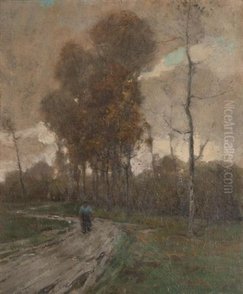 Man On A Country Road Oil Painting by Chauncey Foster Ryder