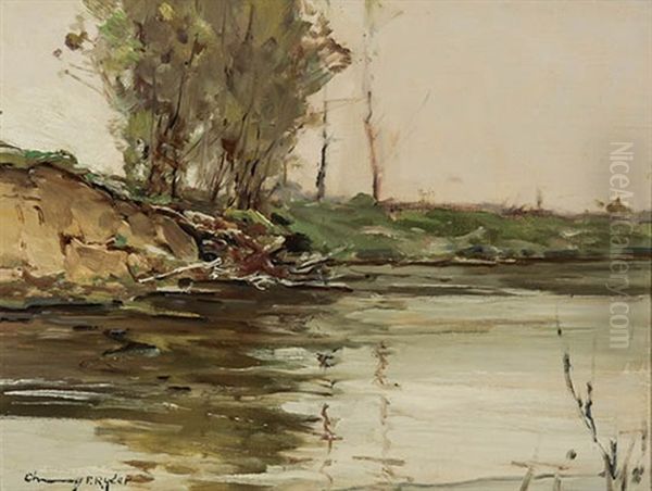 Along The Riverbank Oil Painting by Chauncey Foster Ryder