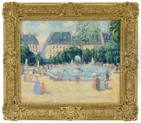 Summer At Tuileries Garden, Paris Oil Painting by Chauncey Foster Ryder