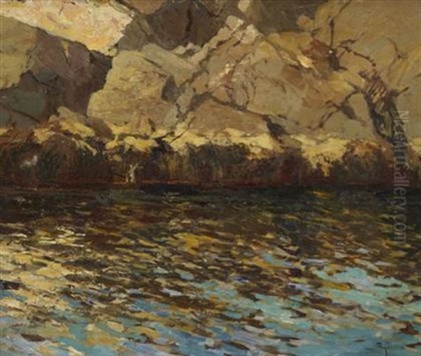 Off Mountainous Shores Oil Painting by Chauncey Foster Ryder