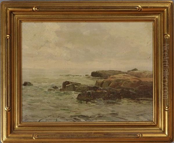 Seascape With Rocky Outcrop Oil Painting by Chauncey Foster Ryder