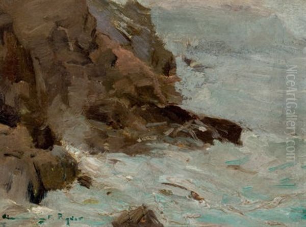 Rocky Shore; Seascape (pair) Oil Painting by Chauncey Foster Ryder