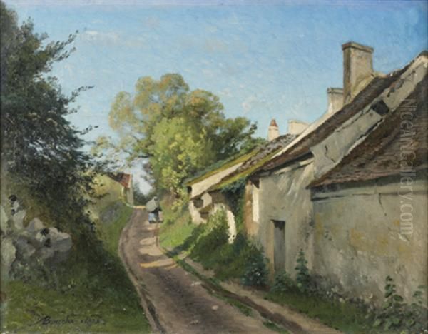 Chemin Creux Le Long D'un Hameau Oil Painting by Louis Alexandre Bouche