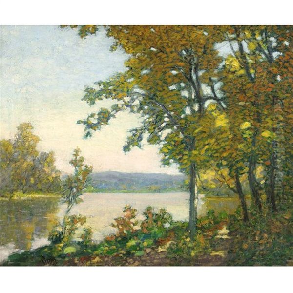 Lake Landscape Oil Painting by Chauncey Foster Ryder